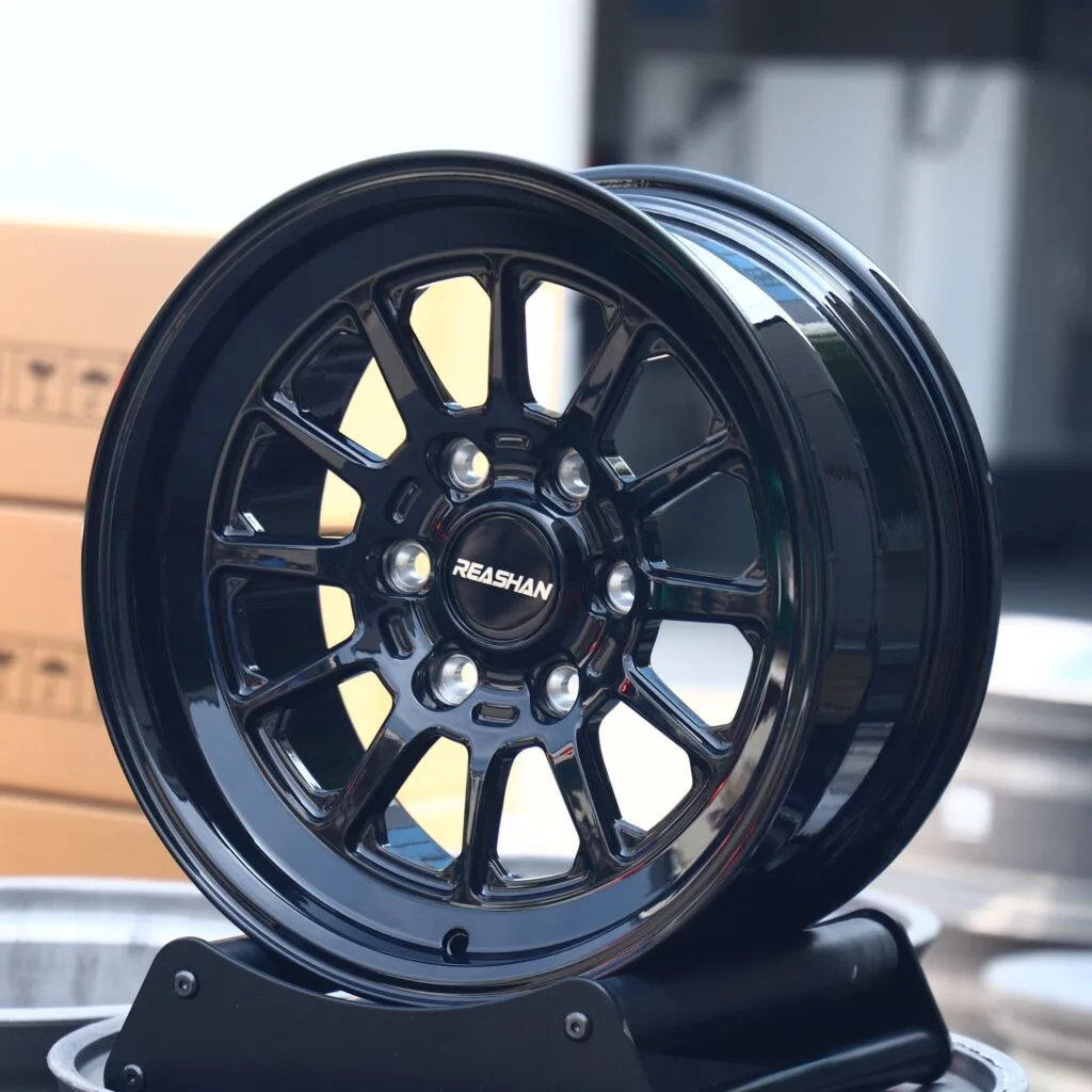 Toyota Tacoma wheels – Gloss Black Multi-Spoke Deep Lip, angled view
