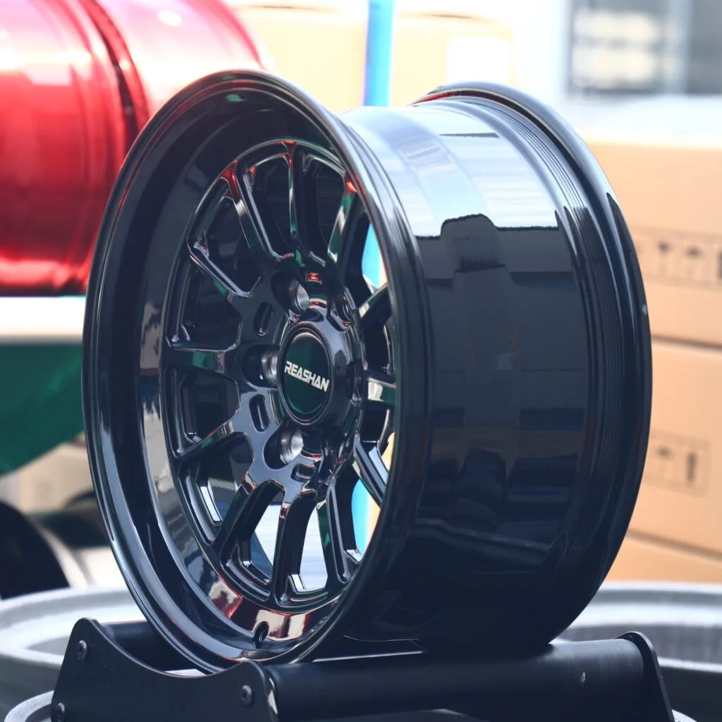 6x139.7 wheels – Gloss Black Multi-Spoke Deep Lip, side view