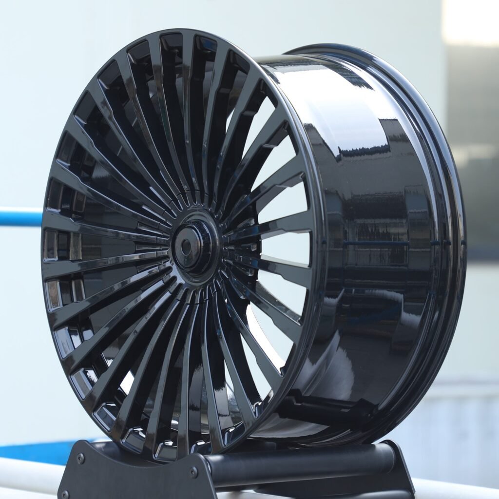 Audi A4 B9 wheels – Gloss Black Multi-Spoke, lip and barrel detail