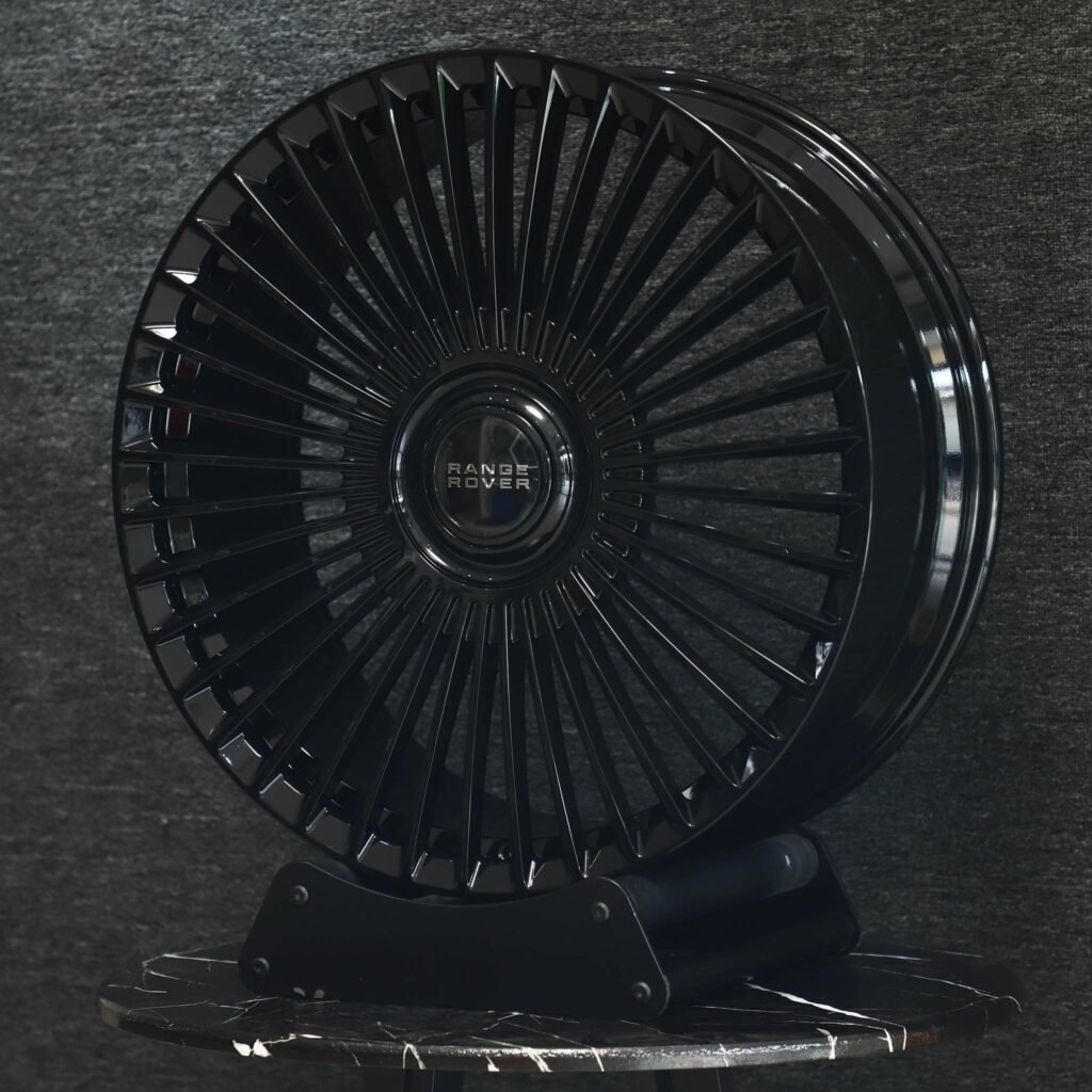 5x120 wheels – Gloss Black Multi-Spoke, side view