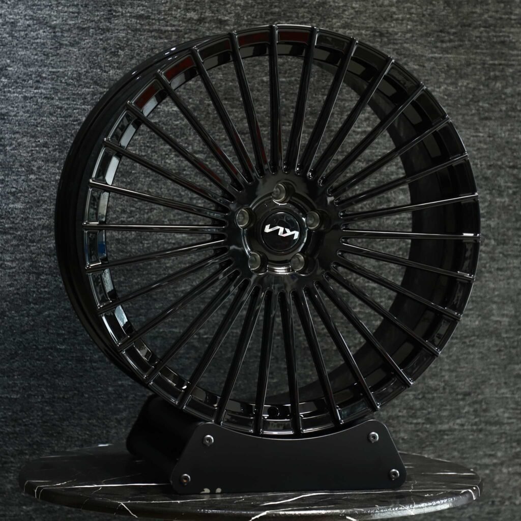 Porsche 911 wheels – Gloss Black Multi-Spoke, front view