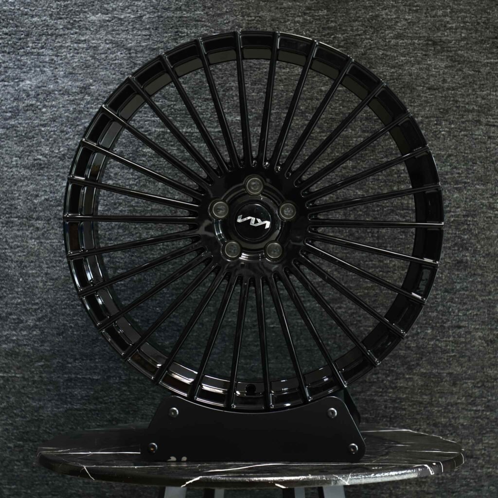 Porsche 911 wheels – Gloss Black Multi-Spoke, front view