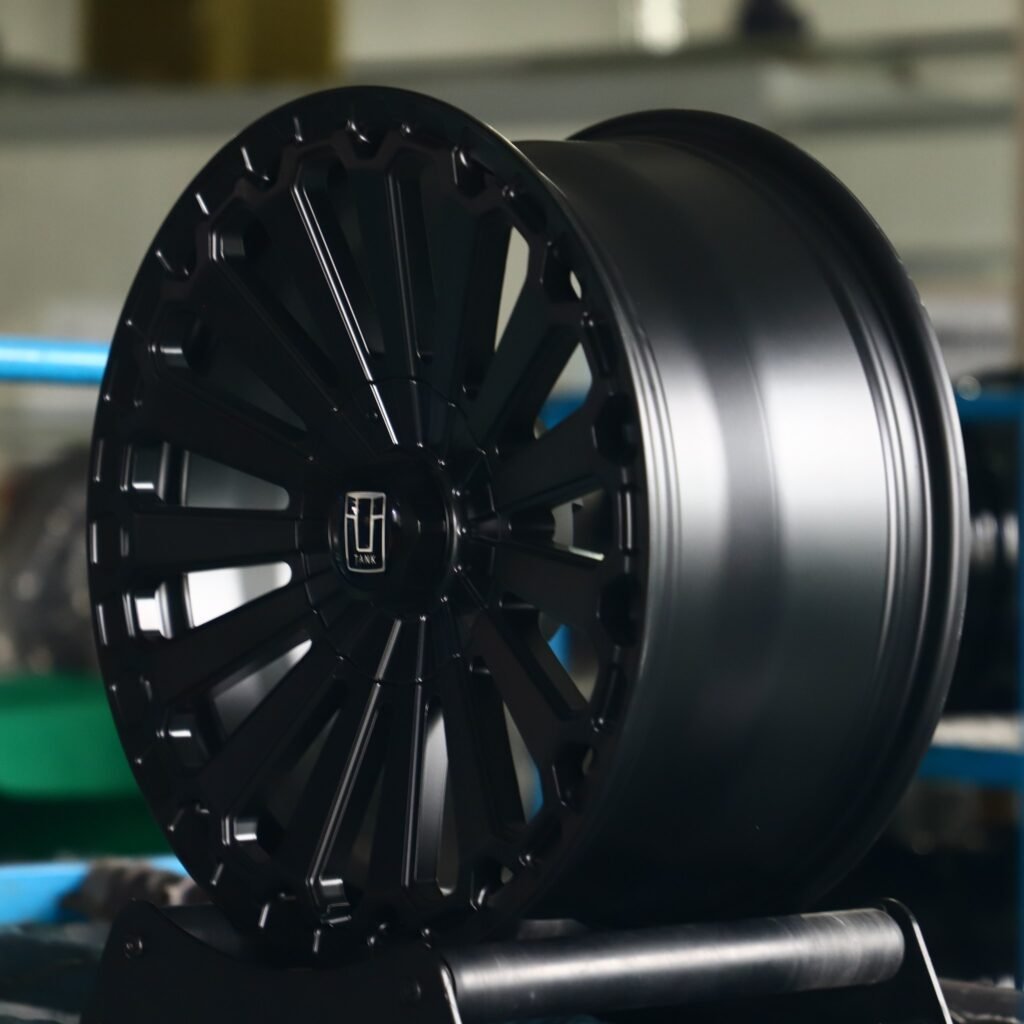 6x139.7 wheels – Gloss Black Multi-Spoke, side view