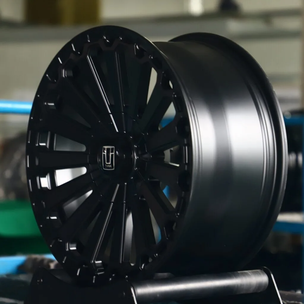 6x139.7 wheels – Gloss Black Multi-Spoke, side view