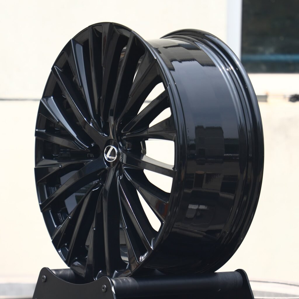 5x114.3 wheels – Gloss Black Multi-Spoke Split, side view