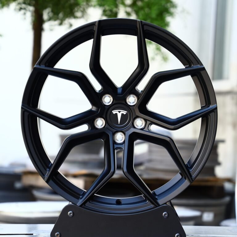 Tesla Model 3 wheels – Gloss Black Petal, front view