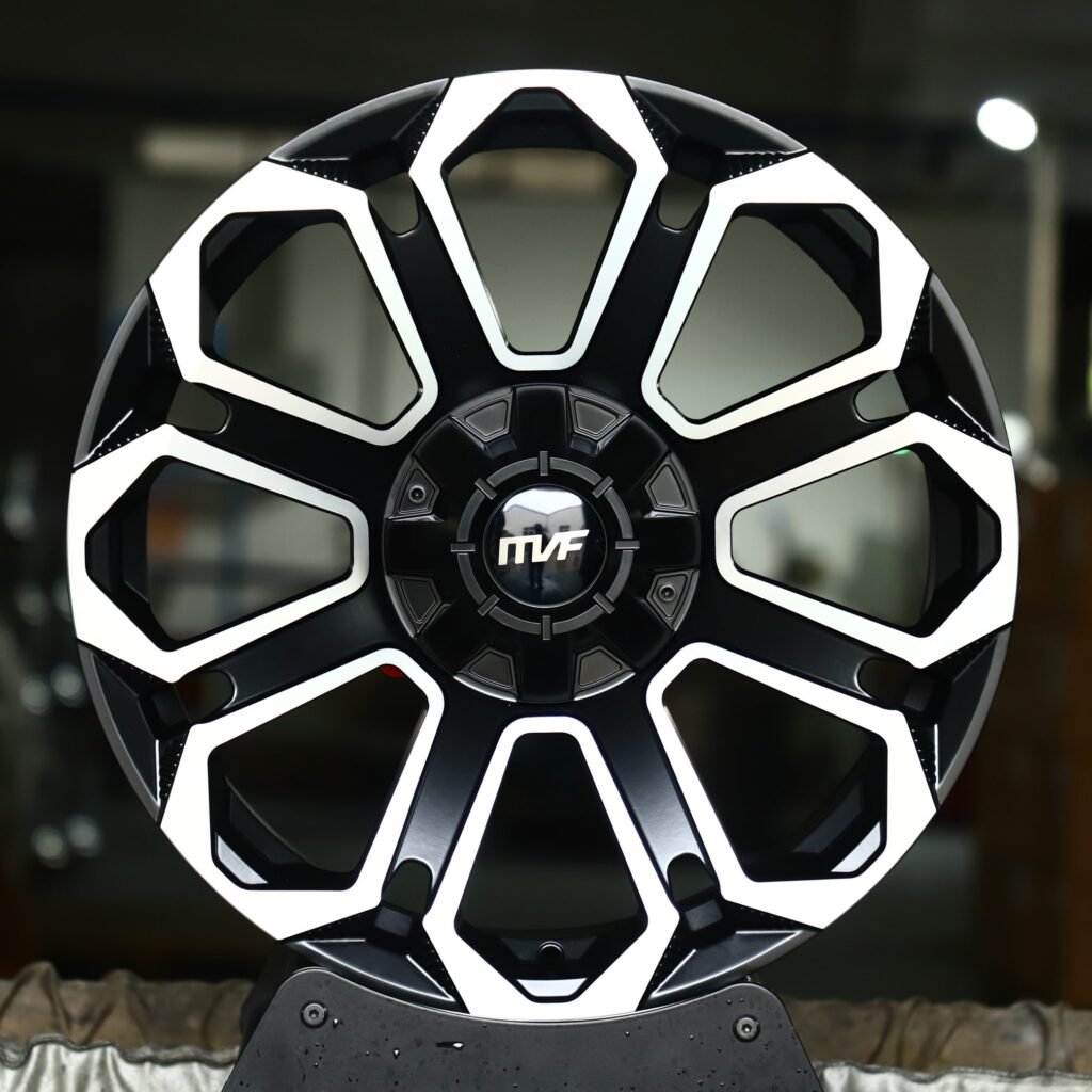 Audi A6 wheels – Gloss Black Petal Machined Face, front view