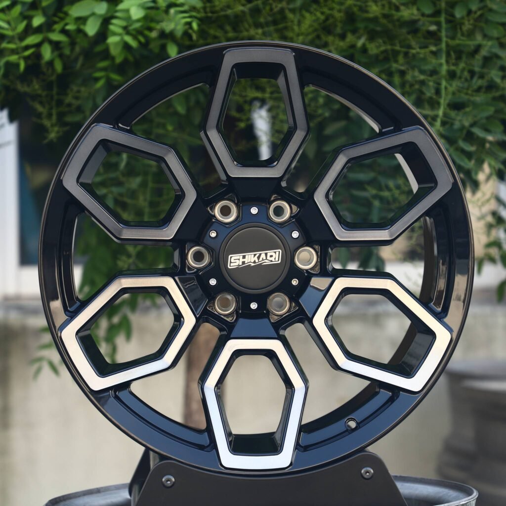 Toyota 4Runner wheels – Gloss Black Petal Machined Face, front view