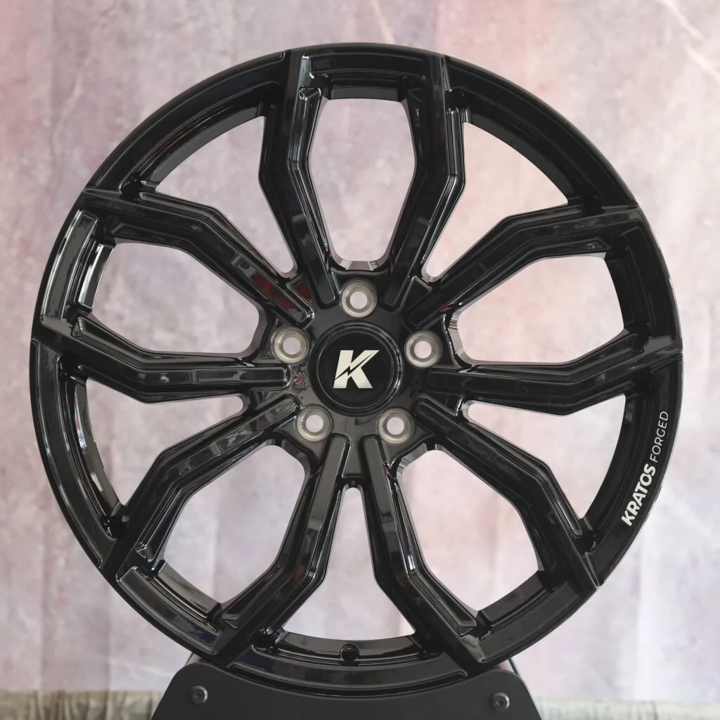Audi A6 wheels – Gloss Black Petal-Spoke, front view