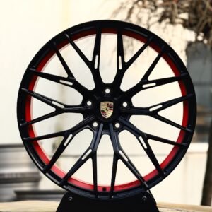 Porsche OEM-Style Gloss Black 10 Y-Spoke Red Lip Forged Wheels – Porsche 911 992 / 911 991 Fitment (5-Lug)