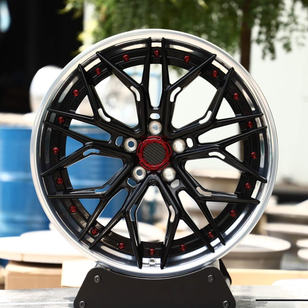 Audi A6 wheels – Gloss Black / Silver 2-Piece, front view
