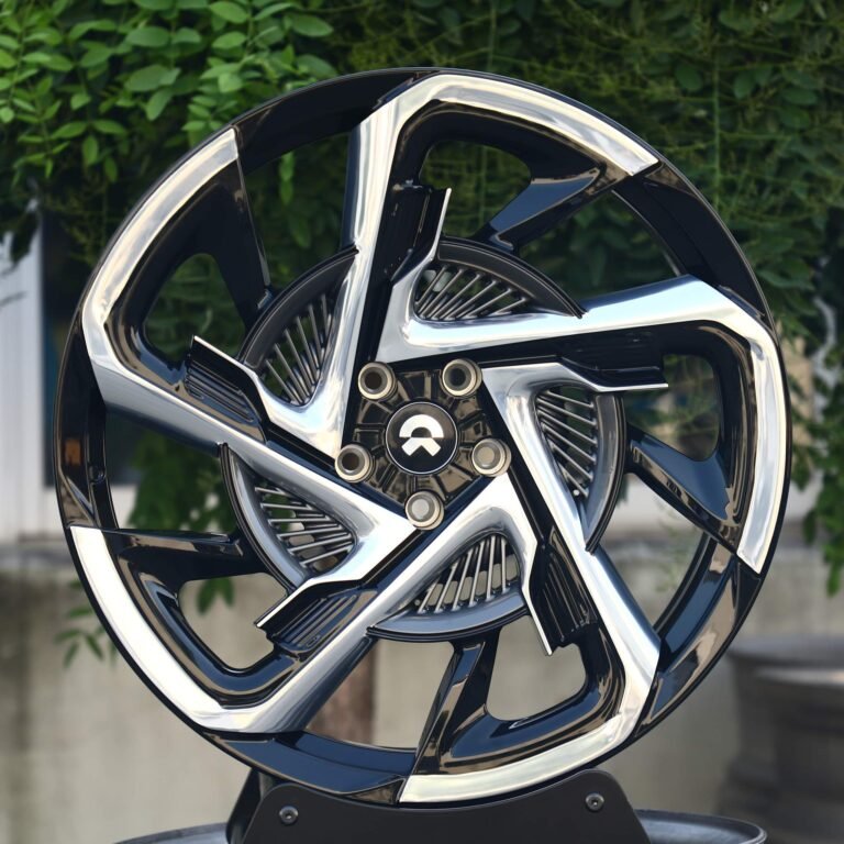 NIO ET7 wheels – Gloss Black Split Directional Milled Machined Face, front view