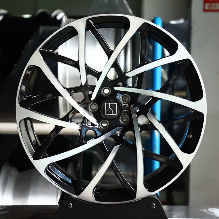 Audi A6 wheels – Gloss Black Split Machined Face Directional, front view