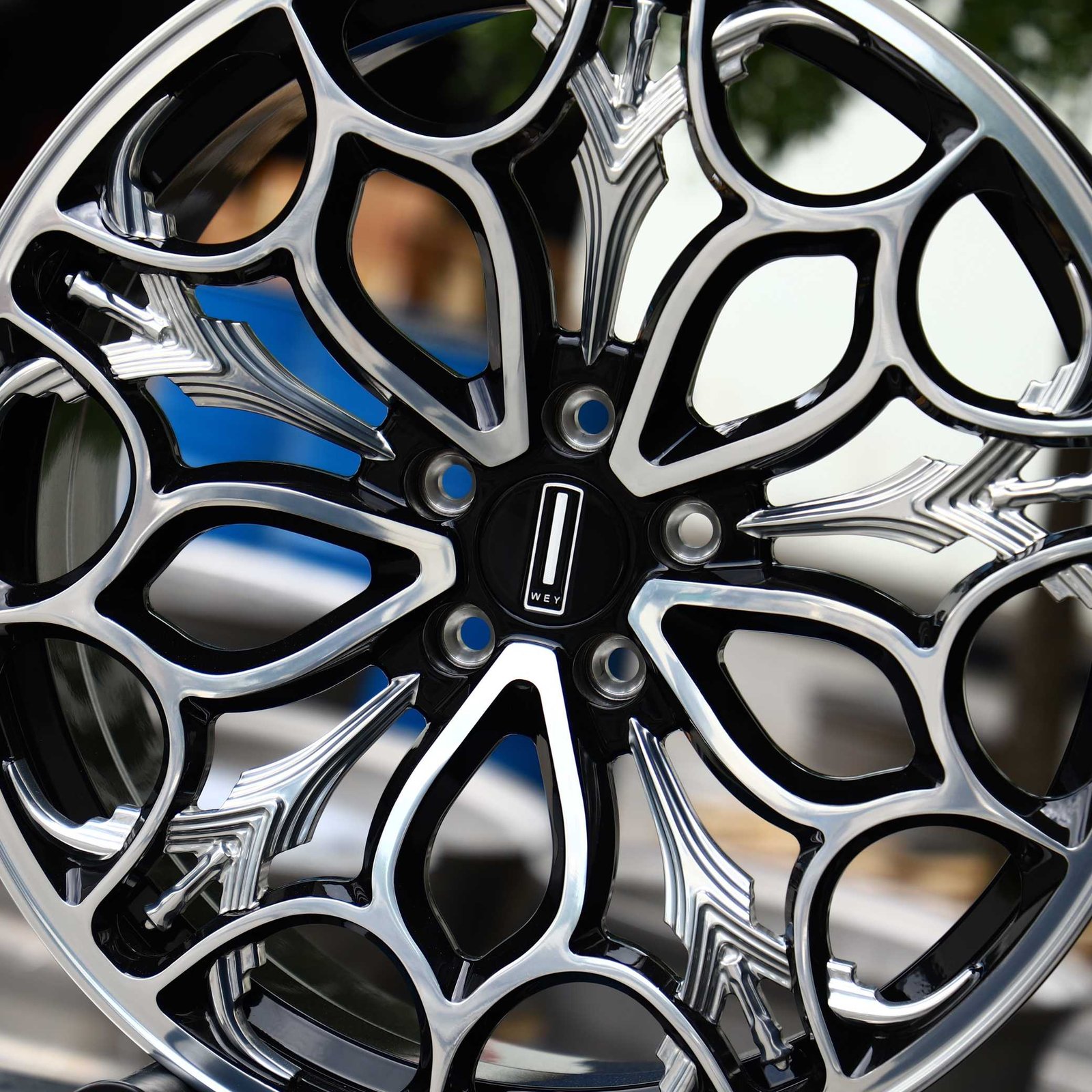 Audi A6 wheels – Gloss Black Split Machined Face, front view