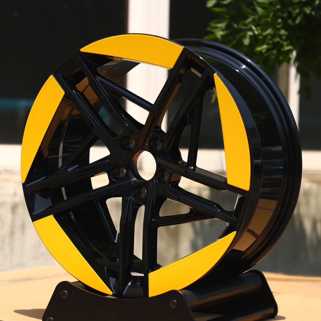 BMW M3 wheels – Gloss Black Split Machined Face, angled view