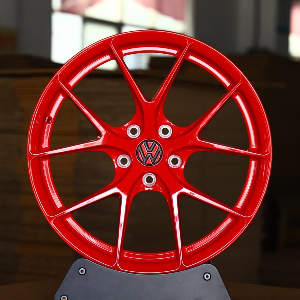 BMW M3 G80 wheels – Gloss Red 5 Y-Spoke, front view