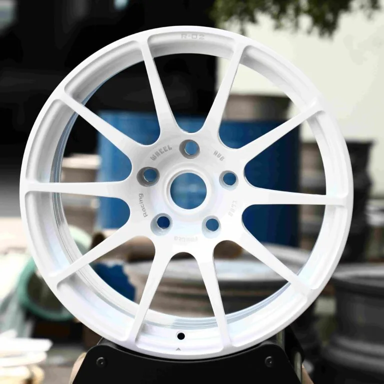 Toyota GR86 wheels – Gloss White 10-Spoke, front view