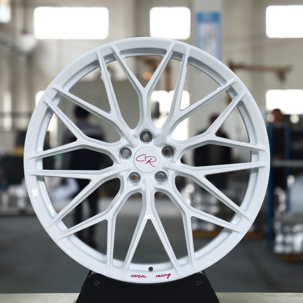 Gloss White 10 Y-Spoke Forged Wheels - Audi A6 / BMW 5 Series Fitment (5-Lug) Monoblock forged wheel