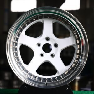 Porsche 911 / Ford Mustang Forged Wheels – Gloss White 2-Piece Polished Deep Lip