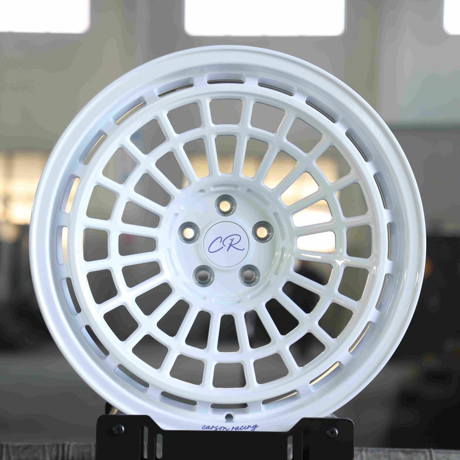 Ford Mustang wheels – Gloss White 5-Spoke Double-Ring, front view