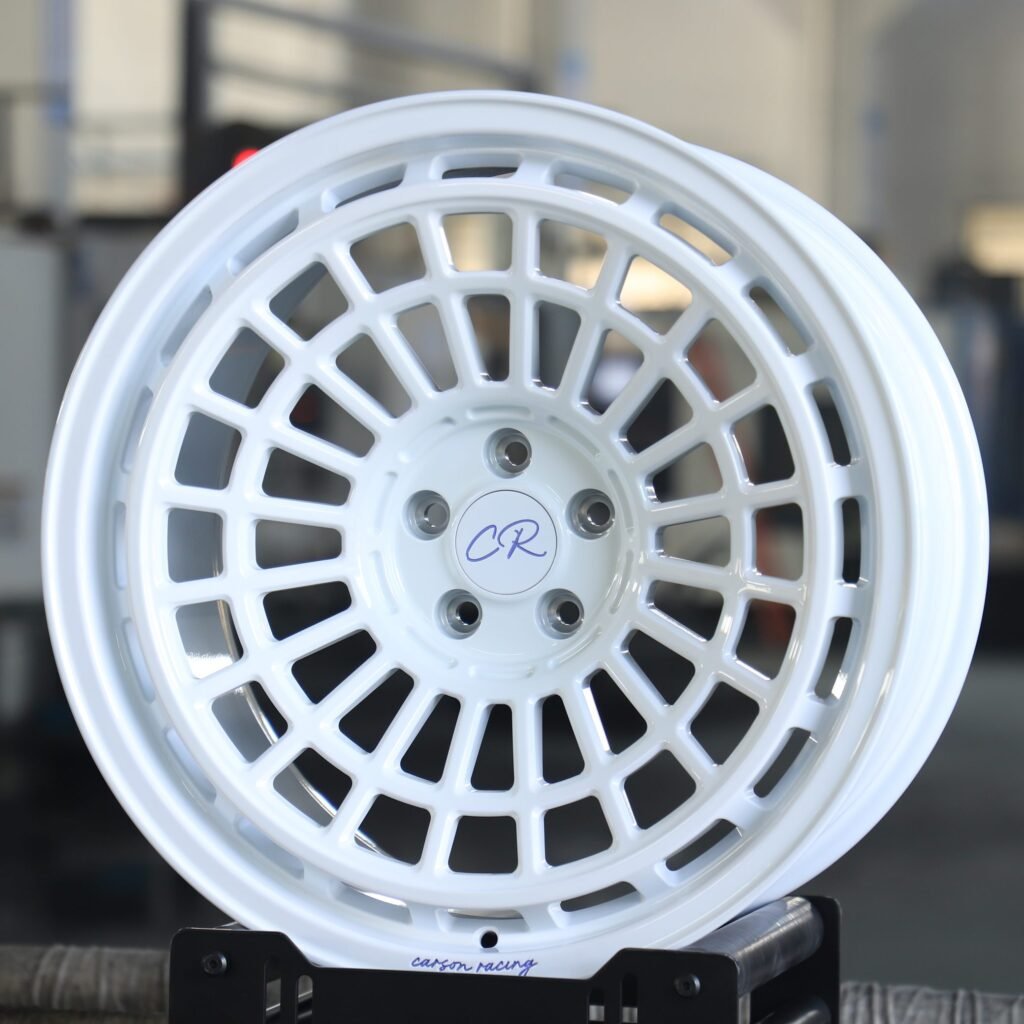 Chevrolet Corvette wheels – Gloss White 5-Spoke Double-Ring, angled view