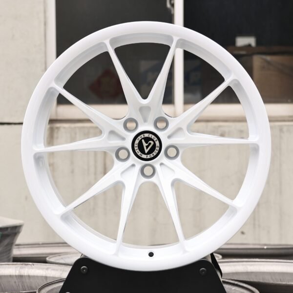 Audi A6 wheels – Gloss White 5 Y-Spoke, front view
