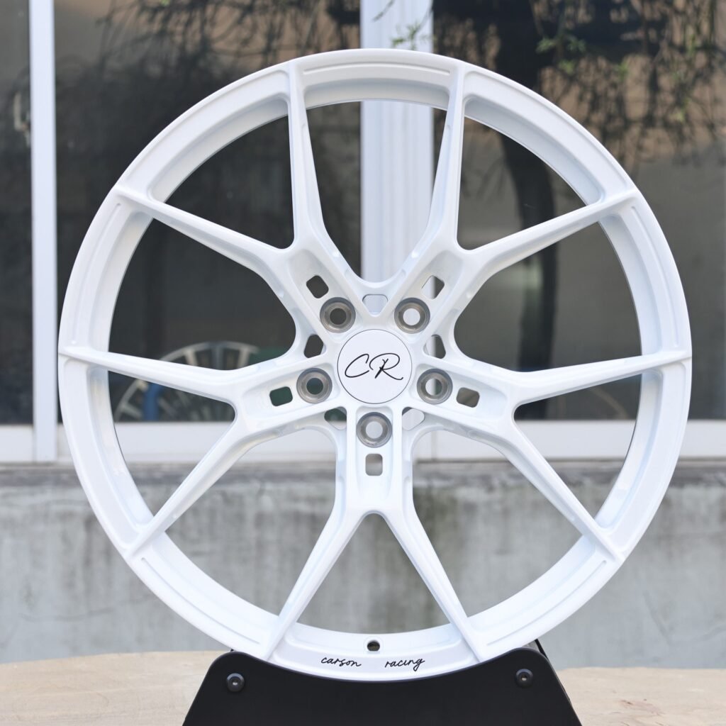 Gloss White 5 Y-Spoke Forged Wheels - Audi A6 / BMW 5 Series Fitment (5-Lug) Monoblock forged wheel