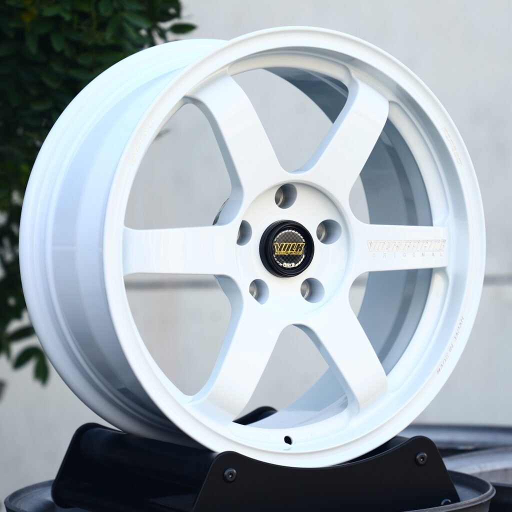 Subaru WRX wheels – Gloss White 6-Spoke, angled view