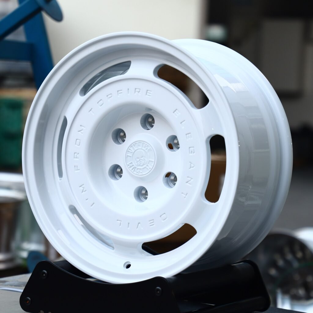 Toyota Tacoma wheels – Gloss White Deep Lip, angled view