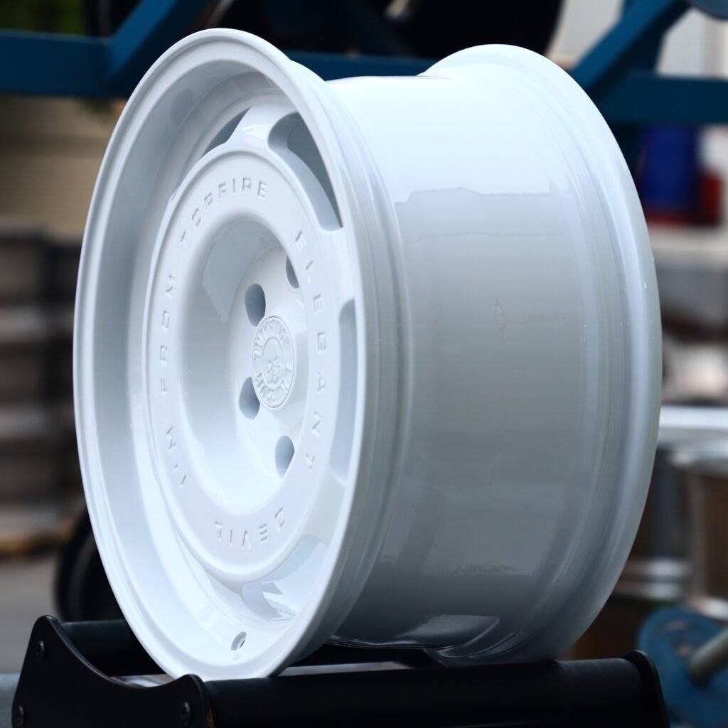 6x139.7 wheels – Gloss White Deep Lip, side view