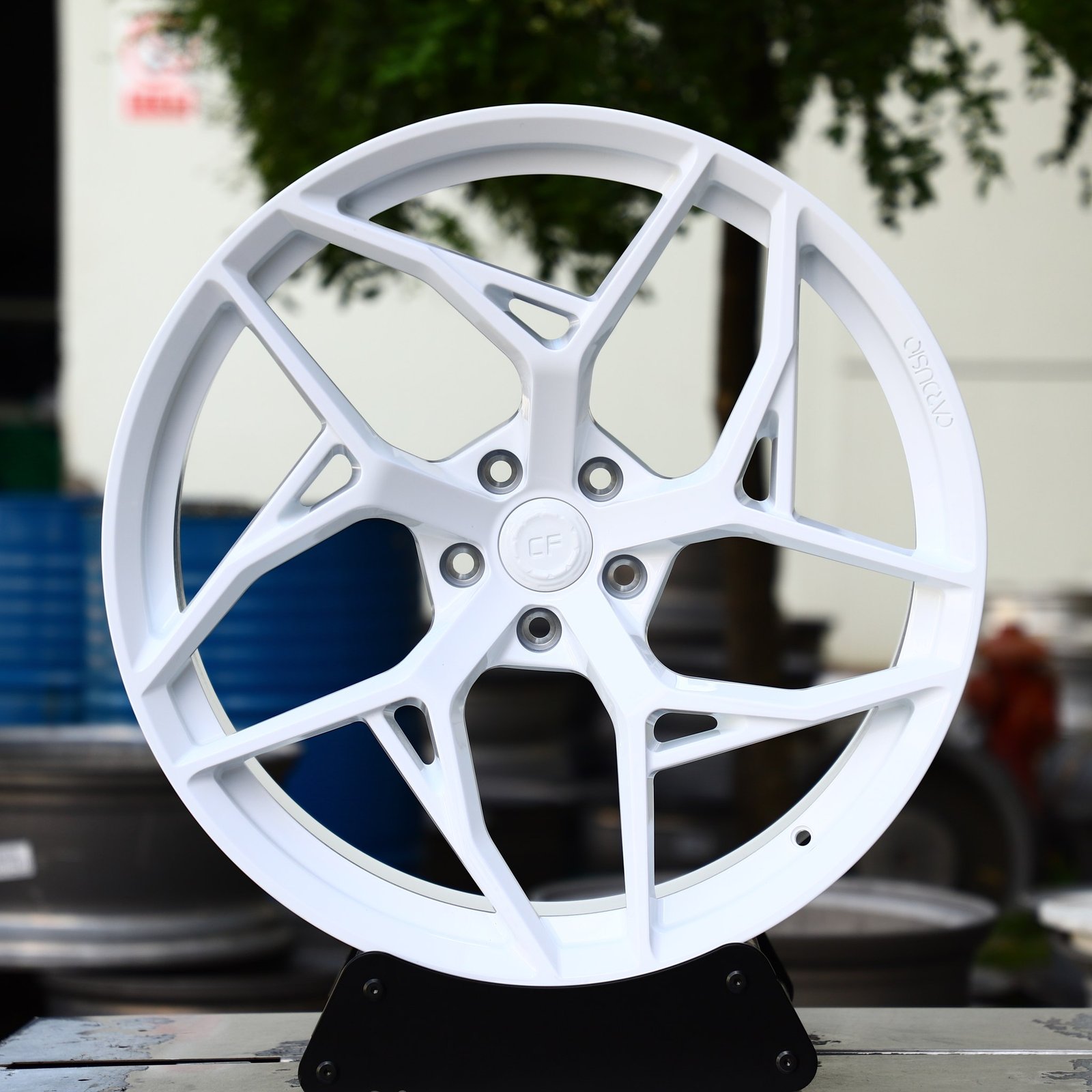 BMW 3 Series F30 wheels – Gloss White Directional Milled, front view