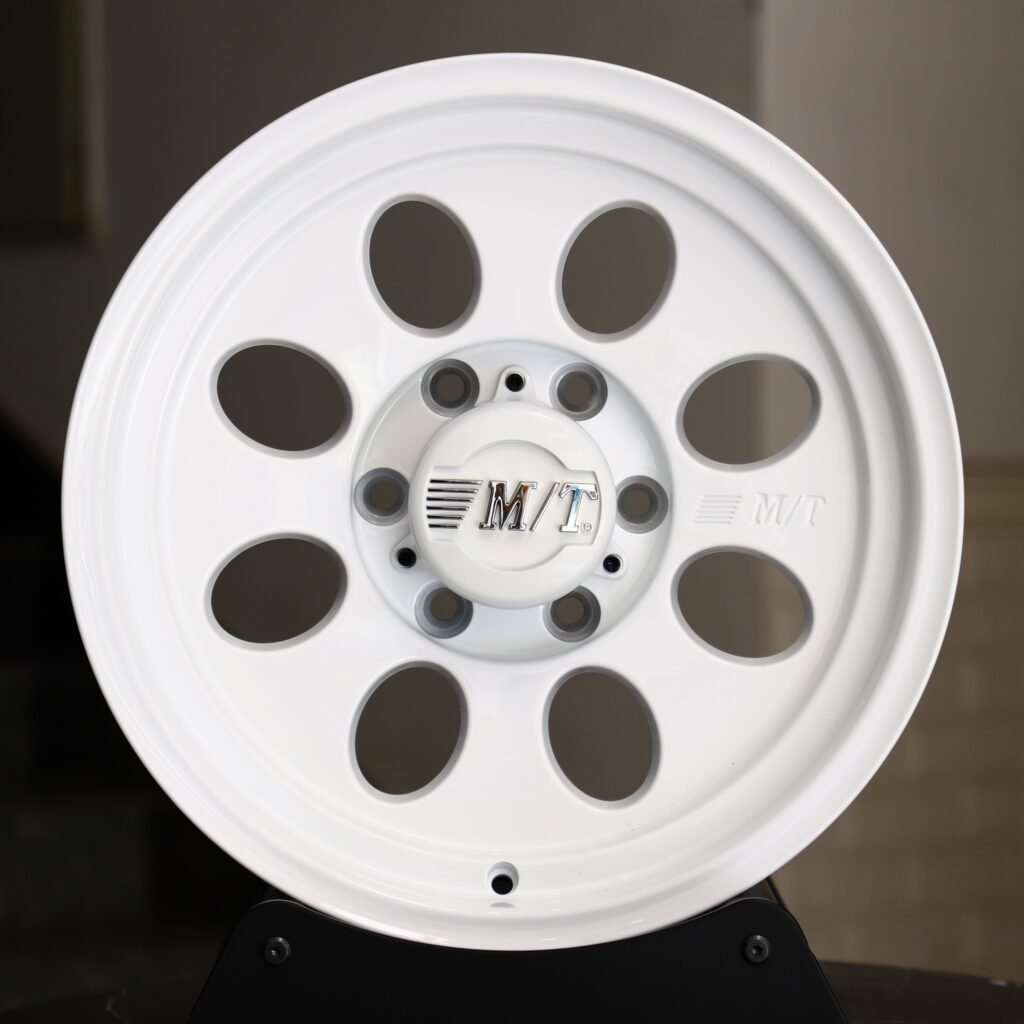 Ford F-150 wheels – Gloss White Full-Face (Mickey Thompson-Style), front view