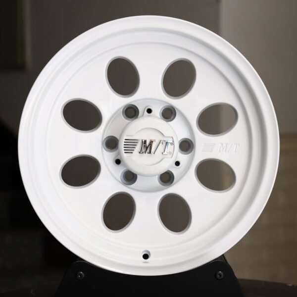 Ford F-150 wheels – Gloss White Full-Face (Mickey Thompson-Style), front view
