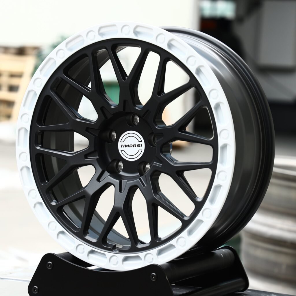 Toyota Tacoma wheels – Gloss White / Gloss Black 10 Y-Spoke Exposed Bolt Detail, angled view