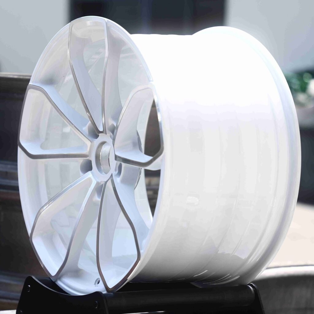 5x130 wheels – Gloss White Petal, side view