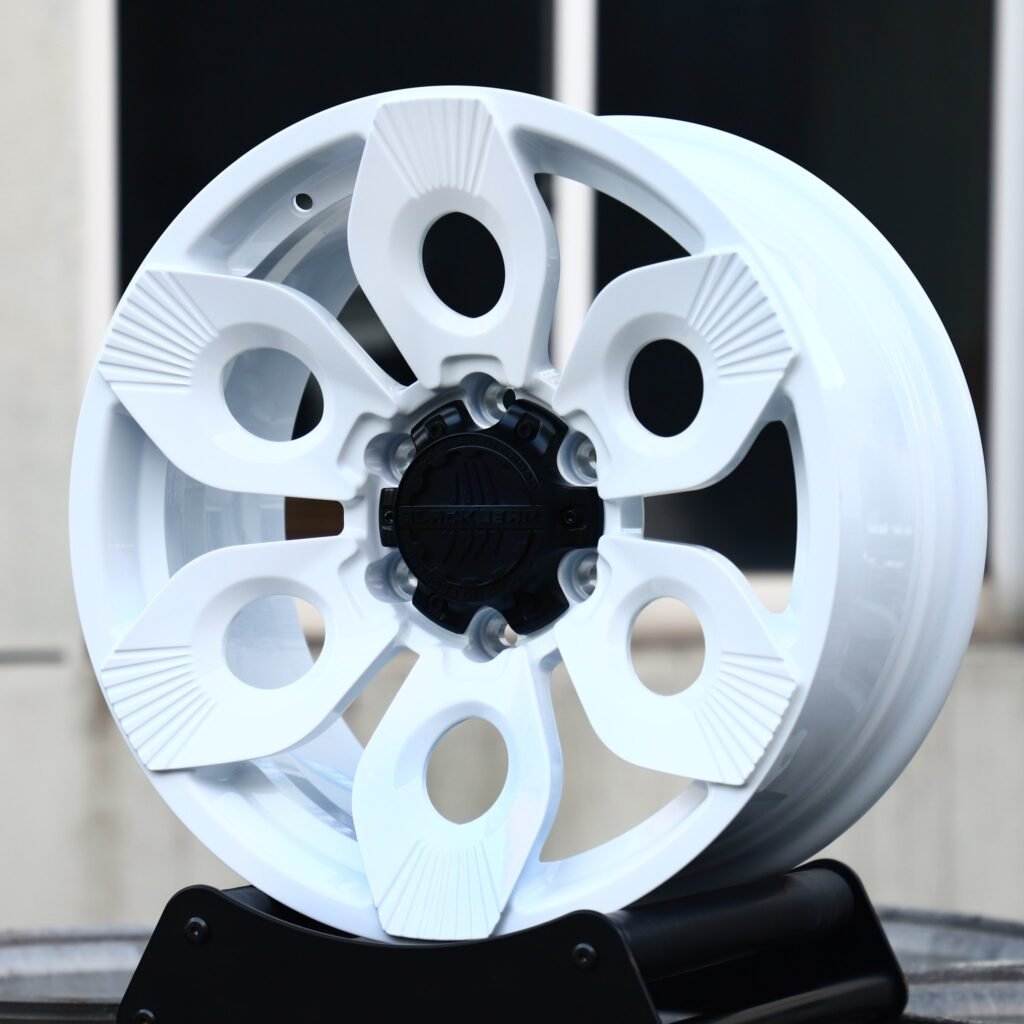 Toyota Tacoma wheels – Gloss White Petal, angled view