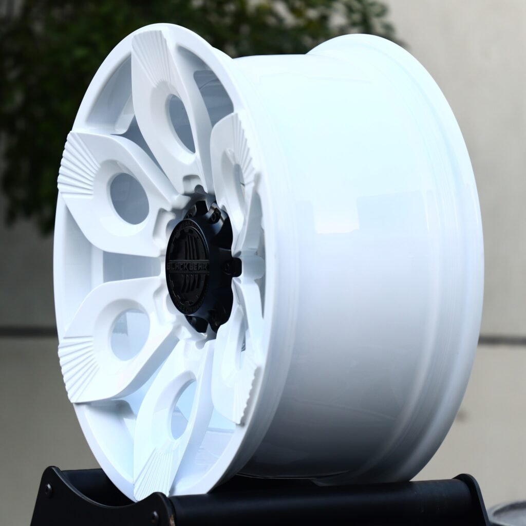 6x139.7 wheels – Gloss White Petal, side view