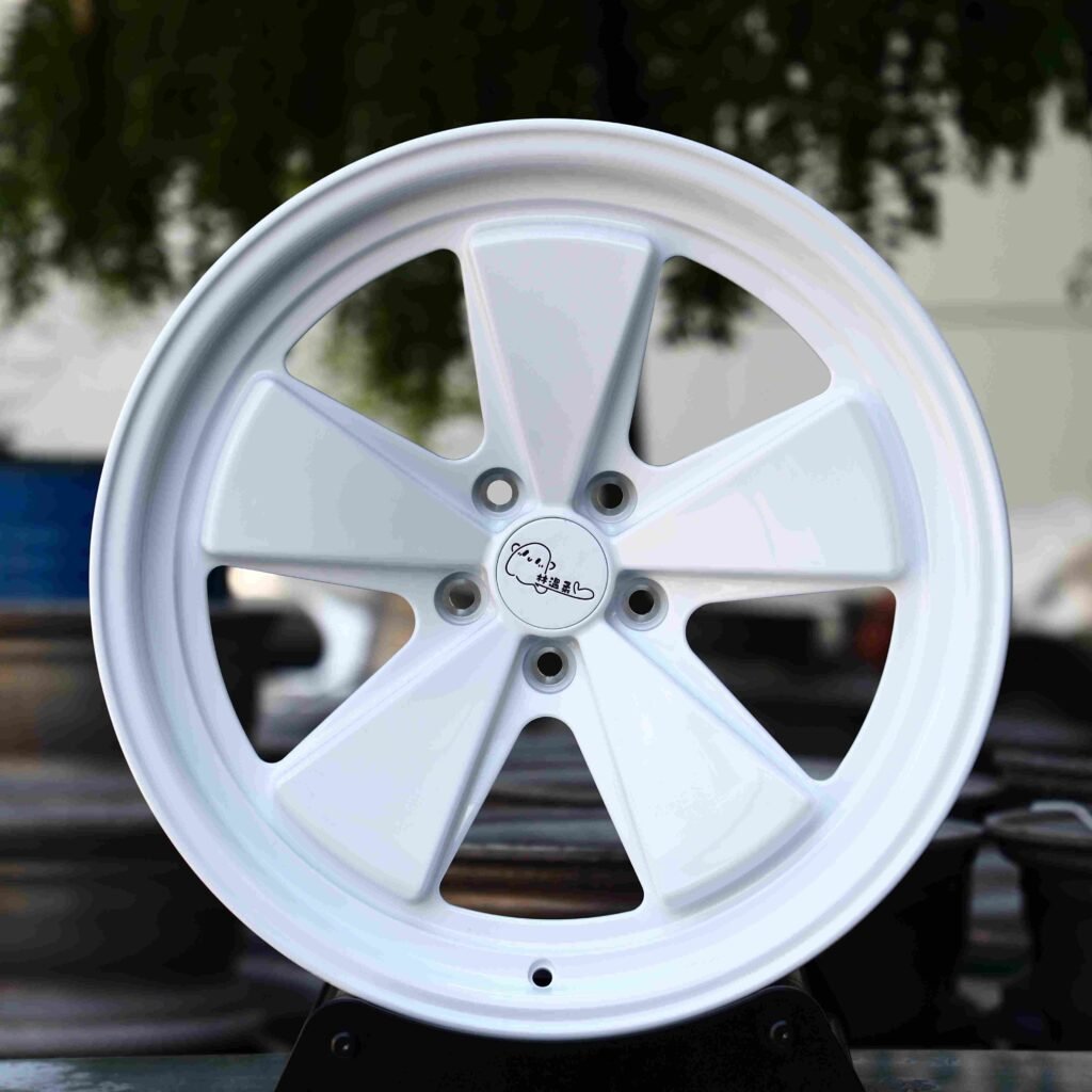 Audi A6 wheels – Gloss White Turbine 5-Spoke, front view