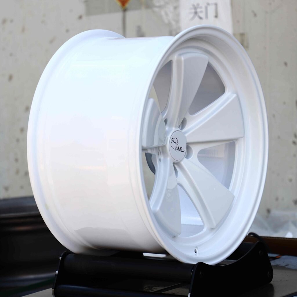 BMW 5 Series wheels – Gloss White Turbine 5-Spoke, angled view