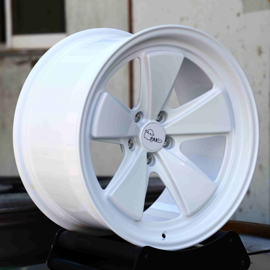 5x112 wheels – Gloss White Turbine 5-Spoke, side view