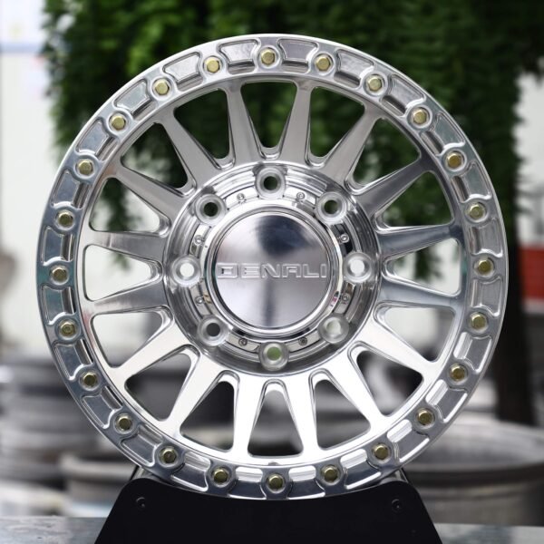 GMC Sierra 2500HD wheels – Mirror Polished 16-Spoke Beadlock (GMC OEM-Style), front view
