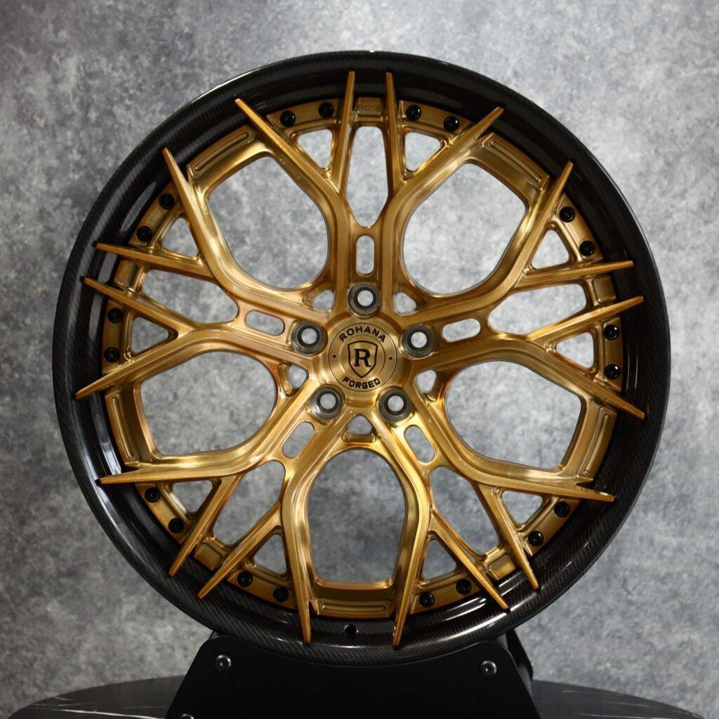Gold 2-Piece Carbon Fibre Forged Wheels – Audi A6 / BMW 5 Series Fitment (5-Lug)