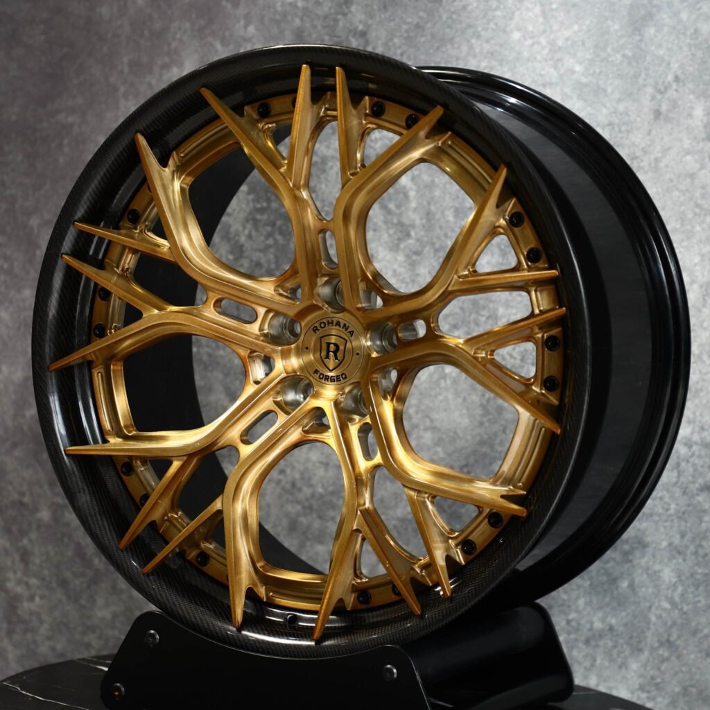 Gold 2-Piece Carbon Fibre Forged Wheels - Audi A6 / BMW 5 Series Fitment (5-Lug) view 2