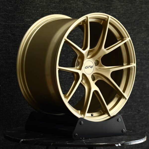 Porsche 718 Cayman wheels – Porsche GT4 Style Gold 5 Y-Spoke Concave, front view