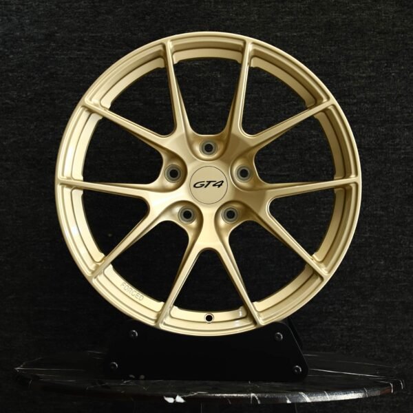 Porsche 718 Cayman wheels – Porsche GT4 Style Gold Custom, front view