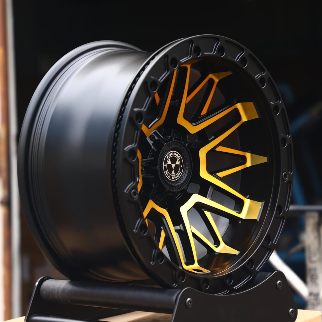 6x139.7 wheels – Gold / Gloss Black Machined Face, side view