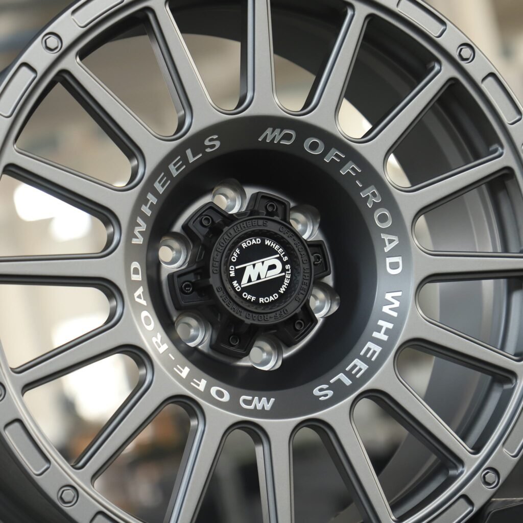 Chevrolet Silverado 1500 wheels – Gray 16-Spoke Exposed Bolt Detail, lip and barrel detail