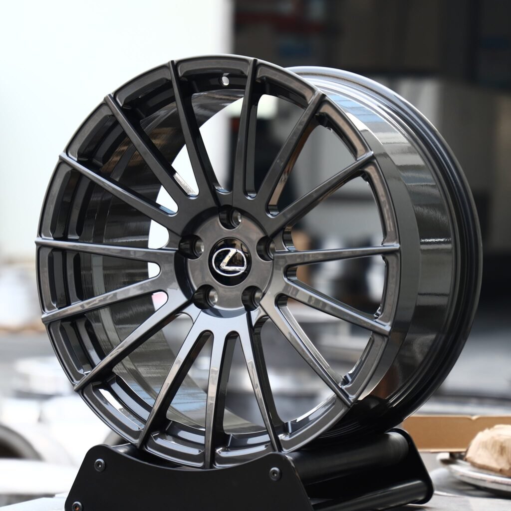 Lexus LS wheels – Gunmetal 15-Spoke (Lexus OEM-Style), angled view