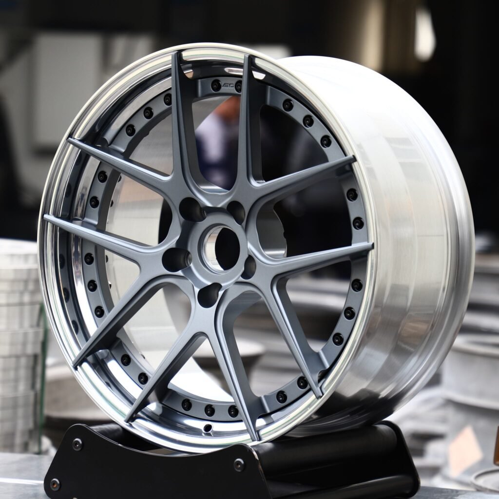 Porsche 911 wheels – Gunmetal 5 Split-Spoke Deep Dish 2-Piece, angled view