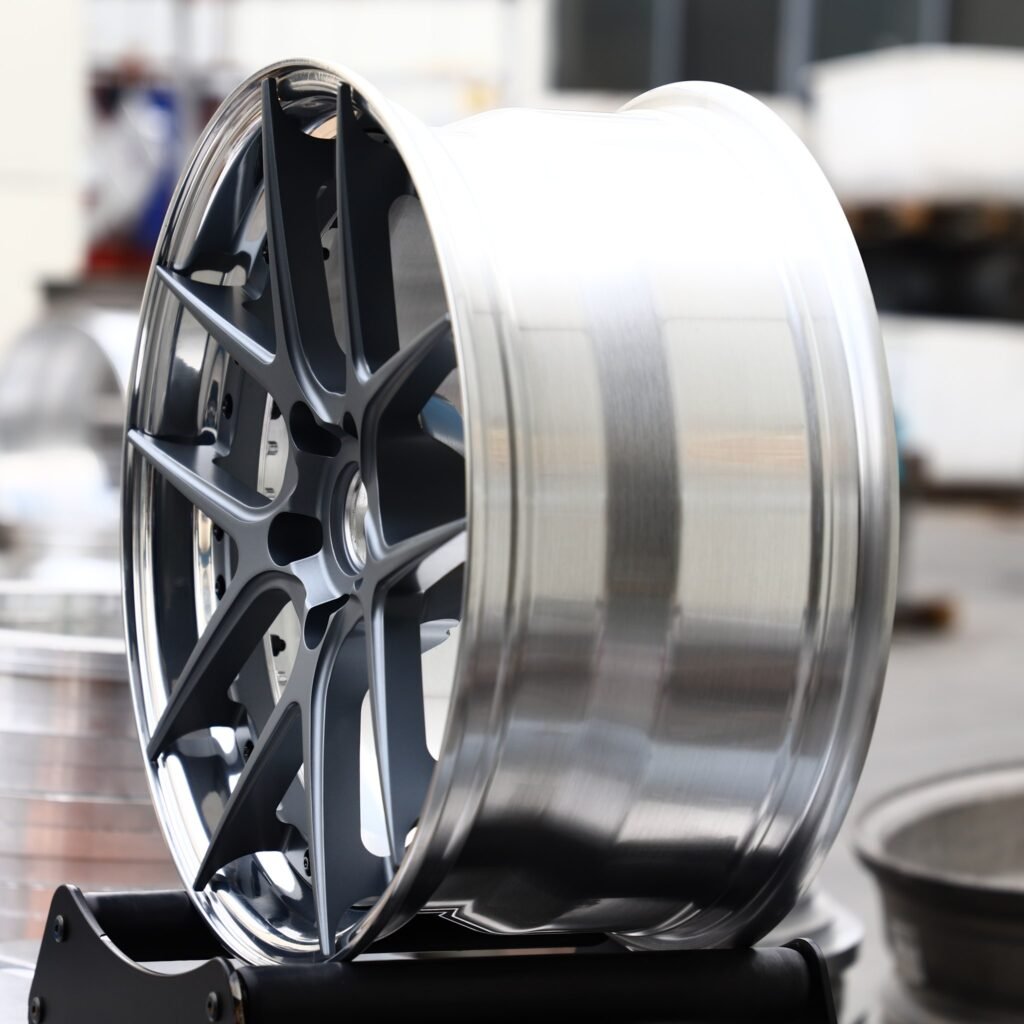 5x112 wheels – Gunmetal 5 Split-Spoke Deep Dish 2-Piece, side view